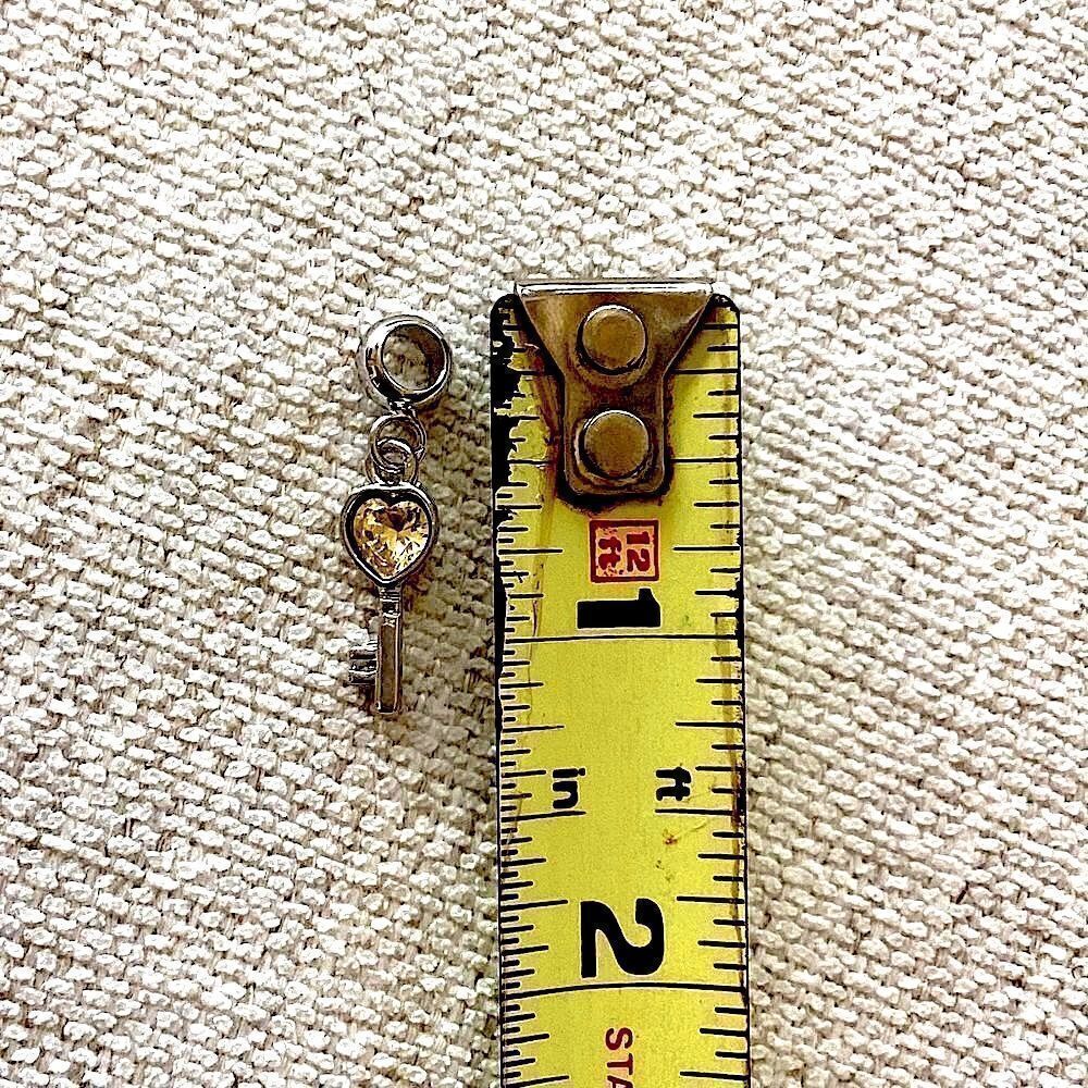 Silver Heart Key Charm - Picture 2 of 2
